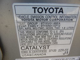 2009 TOYOTA COROLLA LE SILVER 1.8L AT Z17998